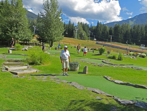 Mini-golfing at Chateau Whistler